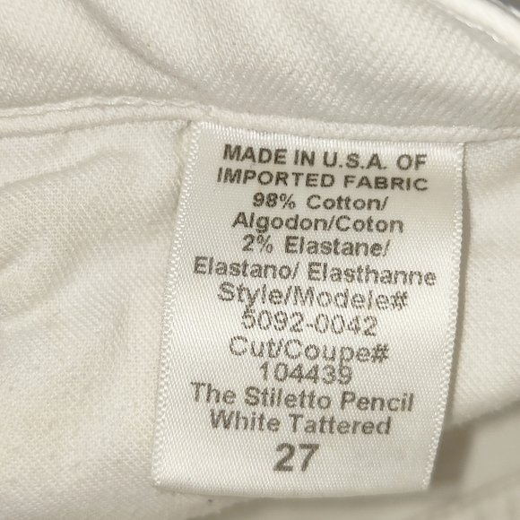 Current Elliot White Distressed Skirt Pencil Size UK 10 Waist 27in The Stiletto - Picture 10 of 11